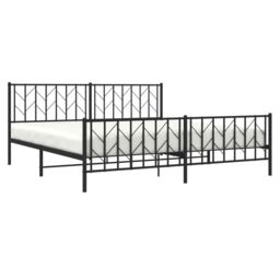 Berkfield Home Metal Bed Frame without Mattress with Footboard Black 193x203cm - Size: 193x203 cm - thumbnail 3