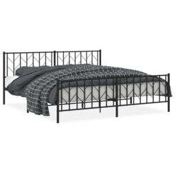 Berkfield Home Metal Bed Frame without Mattress with Footboard Black 193x203cm - Size: 193x203 cm - thumbnail 2