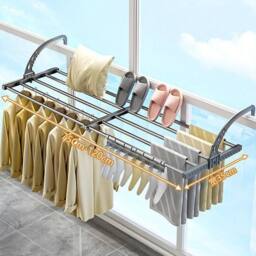 VOGREX Radiator Drying Rack Airer Dryer Clothes Hanger owel Holder in Silver - thumbnail 4