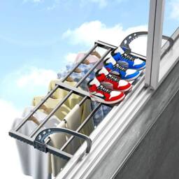 VOGREX Radiator Drying Rack Airer Dryer Clothes Hanger owel Holder in Silver - thumbnail 3