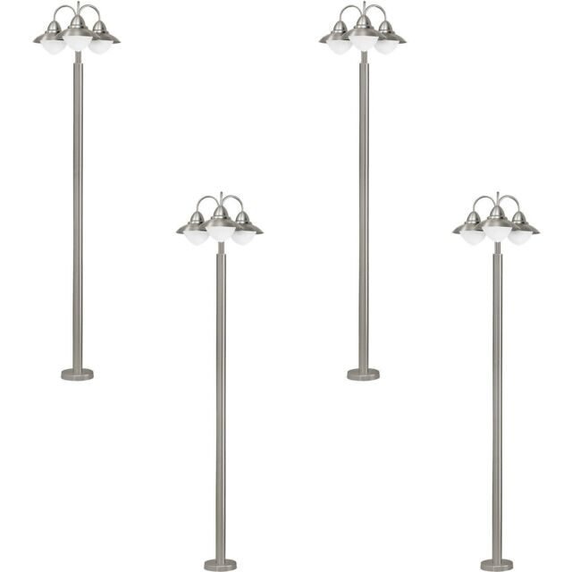 Loops 4 PACK IP44 Outdoor Bollard Light Stainless Steel 60W E27 Driveway Lamp Post in Metallics - image 1