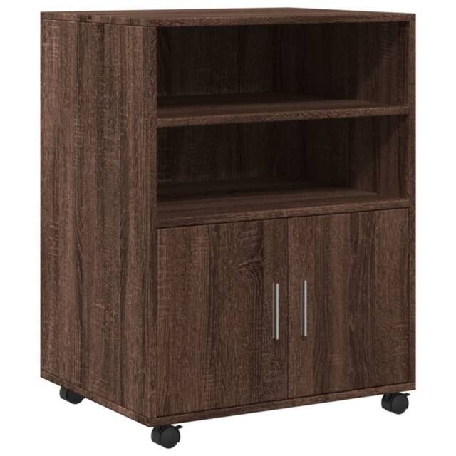 Berkfield Home Rolling Cabinet Brown Oak 60x48x81 cm Engineered Wood - Size: 60 x 48 x 81 cm - image 1