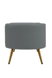 Living and Home Grey Polar Fleece Oval Accent Bench with Gold Metal Legs Bedroom Bed End Stool - thumbnail 5