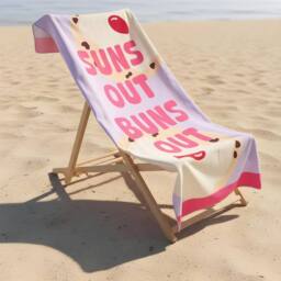OHS Suns Out Buns Out Beach Towel Bath Quick Dry Microfibre Absorbent