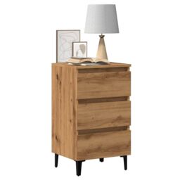 Berkfield Home Bed Cabinet with Metal Legs Artisan Oak 40x35x69 cm in Brown - Size: 40 x 35 x 69 cm - thumbnail 1