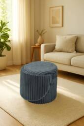 GAVENO CAVAILIA 3 In 1 Harp Ribbed Ottoman Storage Stool in Charcoal - Size: 1 Seater - thumbnail 4