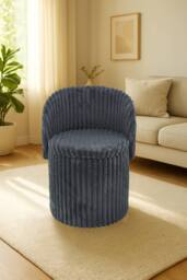 GAVENO CAVAILIA 3 In 1 Harp Ribbed Ottoman Storage Stool in Charcoal - Size: 1 Seater - thumbnail 2