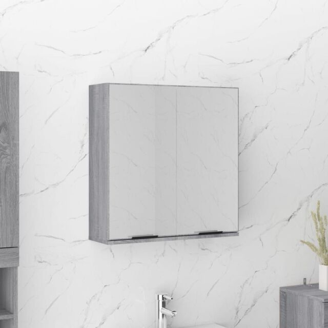 Berkfield Home Bathroom Mirror Cabinet Grey Sonoma 64x20x67 cm - Size: 64 x 20 x 67 cm - image 1