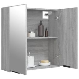 Berkfield Home Bathroom Mirror Cabinet Grey Sonoma 64x20x67 cm - Size: 64 x 20 x 67 cm - thumbnail 5