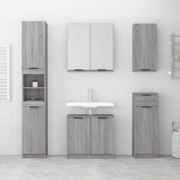Berkfield Home Bathroom Mirror Cabinet Grey Sonoma 64x20x67 cm - Size: 64 x 20 x 67 cm - thumbnail 3