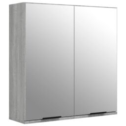 Berkfield Home Bathroom Mirror Cabinet Grey Sonoma 64x20x67 cm - Size: 64 x 20 x 67 cm - thumbnail 2