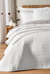 Bianca 'Quilted Lines' Bedspread in White - thumbnail 1