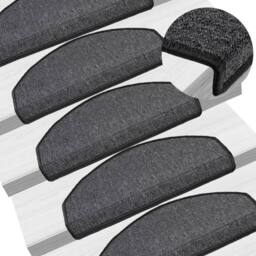 Berkfield Home Carpet Stair Treads 15 pcs Anthracite 65x24x4 cm in Charcoal - Size: Medium - thumbnail 2