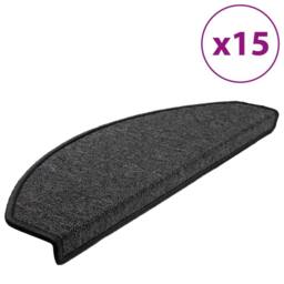 Berkfield Home Carpet Stair Treads 15 pcs Anthracite 65x24x4 cm in Charcoal - Size: Medium - thumbnail 1