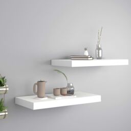 Berkfield Home Floating Wall Shelves 2 pcs White 50x23x3.8 cm MDF - thumbnail 1