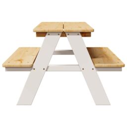 Berkfield Home Children's Table with Benches IRUN White 90x79.5x50cm Solid Wood - Size: 90x79.5x50 cm - thumbnail 5
