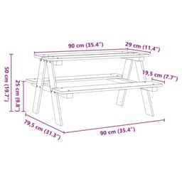 Berkfield Home Children's Table with Benches IRUN White 90x79.5x50cm Solid Wood - Size: 90x79.5x50 cm - thumbnail 8