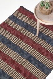 Homescapes Multicolour Striped Jute Rug - Size: 120 cm x 180 cm - thumbnail 1