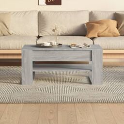 Berkfield Home Coffee Table Grey Sonoma 102x55x45 cm Engineered Wood - Size: 102 x 55 x 45 cm - thumbnail 5