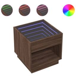 Berkfield Home Bedside Table with Infinity LED Brown Oak 50x50x50 cm - Size: 50 x 50 x 50 cm - thumbnail 1