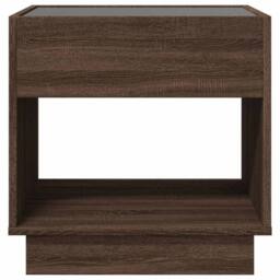 Berkfield Home Bedside Table with Infinity LED Brown Oak 50x50x50 cm - Size: 50 x 50 x 50 cm - thumbnail 6