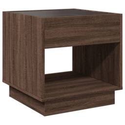 Berkfield Home Bedside Table with Infinity LED Brown Oak 50x50x50 cm - Size: 50 x 50 x 50 cm - thumbnail 8
