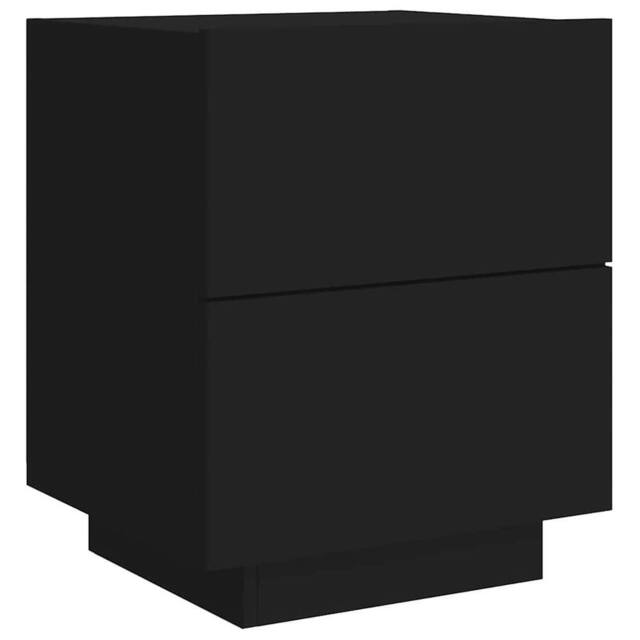 Berkfield Home Decorative Bedside Cabinet with LED Lights Black Engineered Wood - image 1