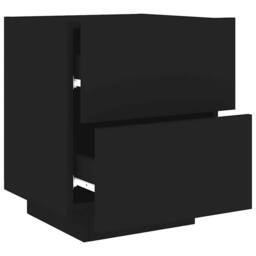 Berkfield Home Decorative Bedside Cabinet with LED Lights Black Engineered Wood - thumbnail 6