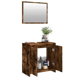 Berkfield Home Spacious 2 Piece Bathroom Furniture Set Smoked Oak Engineered Wood in Brown - thumbnail 4