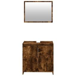 Berkfield Home Spacious 2 Piece Bathroom Furniture Set Smoked Oak Engineered Wood in Brown - thumbnail 5