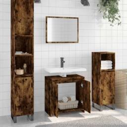 Berkfield Home Spacious 2 Piece Bathroom Furniture Set Smoked Oak Engineered Wood in Brown - thumbnail 2
