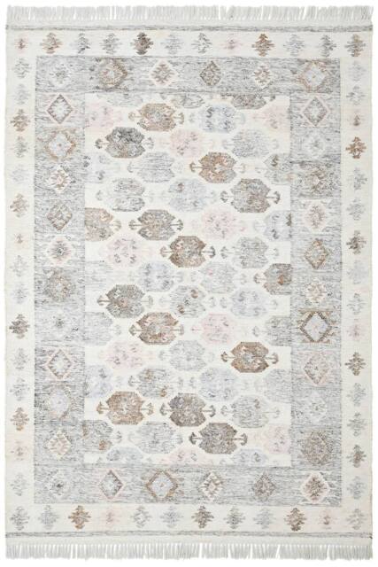FurnitureboxUK Maren Grey Kilim Patterned Indoor / Outdoor Rug 160x230cm in Light Grey - Size: 230 cm x 160 cm - image 1