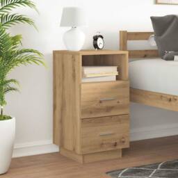 Berkfield Home Bedside Cabinet with 2 Drawers Artisan Oak 36x36x68 cm in Brown - Size: 36 x 36 x 68 cm - thumbnail 3