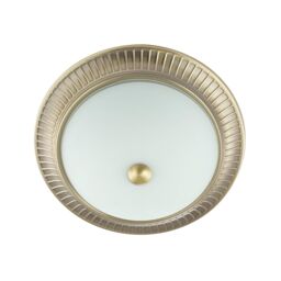 Happy Homewares Traditional Metal Flush Ceiling Light Fitting with Opal Glass Diffuser in Metallic Gold - Size: 11 inches - thumbnail 4