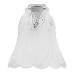 Happy Homewares Pair of Frosted & Clear Glass Shades with Floral Design for E14 & E27 in White - thumbnail 3