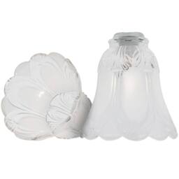 Happy Homewares Pair of Frosted & Clear Glass Shades with Floral Design for E14 & E27 in White - thumbnail 2