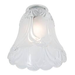 Happy Homewares Pair of Frosted & Clear Glass Shades with Floral Design for E14 & E27 in White - thumbnail 4