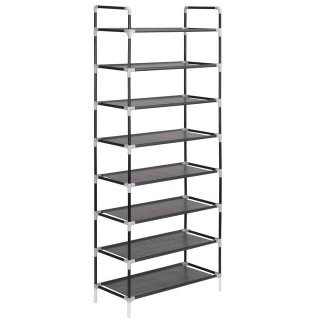 Berkfield Home Shoe Rack with 8 Shelves Metal & Non-woven Fabric Black - image 1