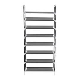 Berkfield Home Shoe Rack with 8 Shelves Metal & Non-woven Fabric Black - thumbnail 4