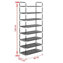 Berkfield Home Shoe Rack with 8 Shelves Metal & Non-woven Fabric Black - thumbnail 7
