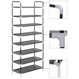Berkfield Home Shoe Rack with 8 Shelves Metal & Non-woven Fabric Black - thumbnail 2