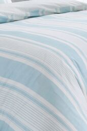 Dreams & Drapes 'Finlay Stripe' Easy Care Striped Duvet Cover Set in Blue - Size: Single - thumbnail 3