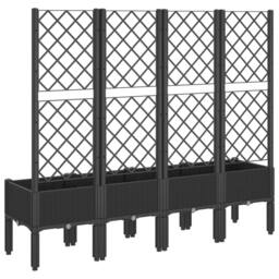 Berkfield Home Garden Planter with Trellis Black 160x40x142 cm PP - Size: 160 x 40 x 142 cm - thumbnail 5