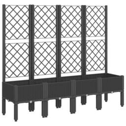 Berkfield Home Garden Planter with Trellis Black 160x40x142 cm PP - Size: 160 x 40 x 142 cm - thumbnail 2