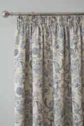 Dreams & Drapes 'Averie' Pair of Pencil Pleat Curtains With Tie-Backs in Blue - Size: 168 cm width x 137 cm drop - thumbnail 4