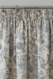 Dreams & Drapes 'Averie' Pair of Pencil Pleat Curtains With Tie-Backs in Blue - Size: 168 cm width x 137 cm drop - thumbnail 3