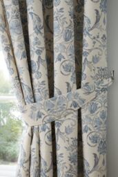 Dreams & Drapes 'Averie' Pair of Pencil Pleat Curtains With Tie-Backs in Blue - Size: 168 cm width x 137 cm drop - thumbnail 6