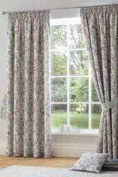 Dreams & Drapes 'Averie' Pair of Pencil Pleat Curtains With Tie-Backs in Blue - Size: 168 cm width x 137 cm drop
