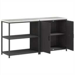 Berkfield Home with Shelf with Storage with Door Adjustable 2 pcs Black Cold-rolled steel - thumbnail 7