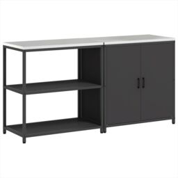 Berkfield Home with Shelf with Storage with Door Adjustable 2 pcs Black Cold-rolled steel - thumbnail 2